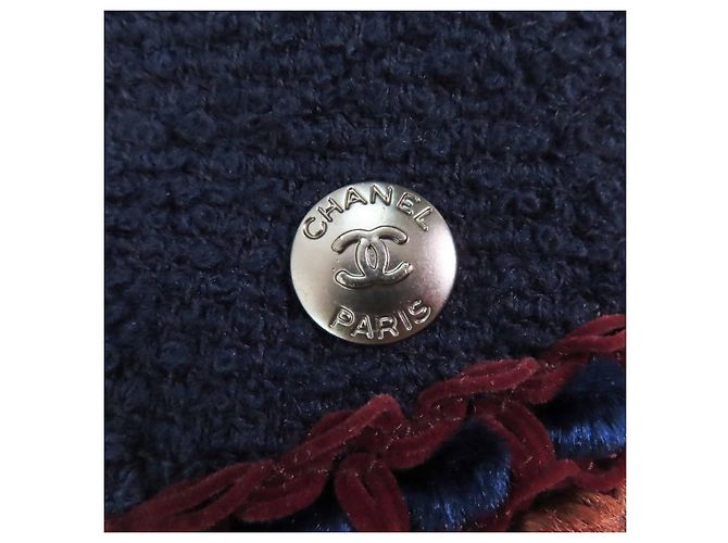 Timeless Abrigo de lana de múltiples líneas Chanel Azul - vista 6