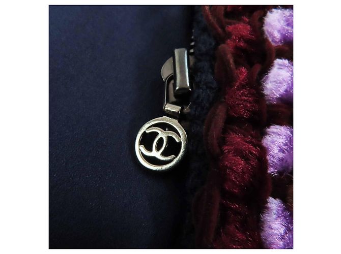 Timeless Abrigo de lana de múltiples líneas Chanel Azul - vista 7