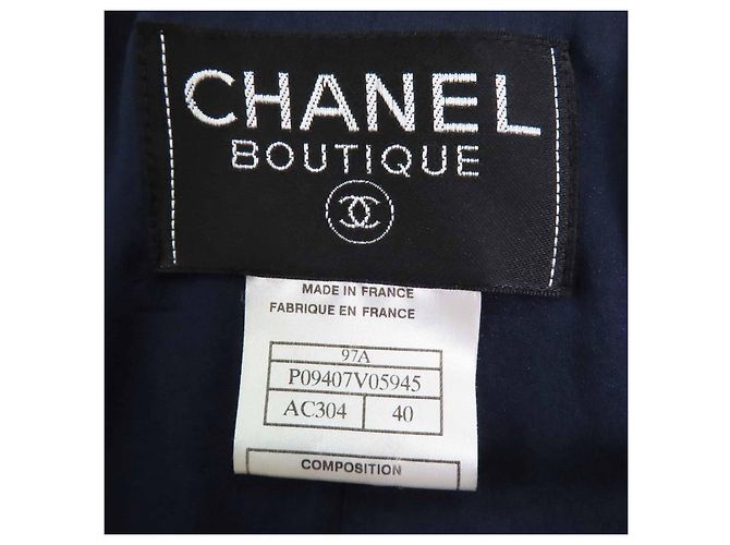 Timeless Abrigo de lana de múltiples líneas Chanel Azul - vista 8