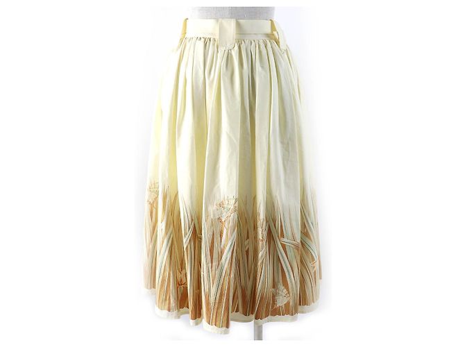 Falda Dragonfly Butterfly Grass de algodón y poliuretano de Salvatore Ferragamo Beige - vista 4