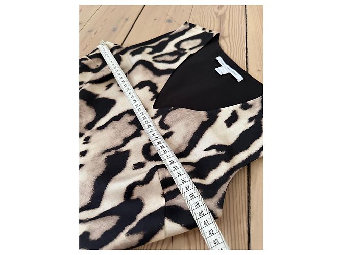 Vestido V-neck de estampado de leopardo de Diane von Furstenberg Castaño Negro - vista 12