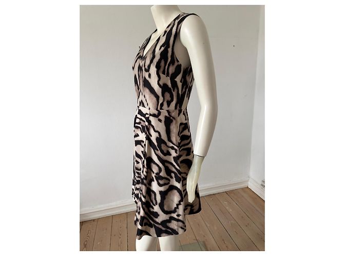 Vestido V-neck de estampado de leopardo de Diane von Furstenberg Castaño Negro - vista 3