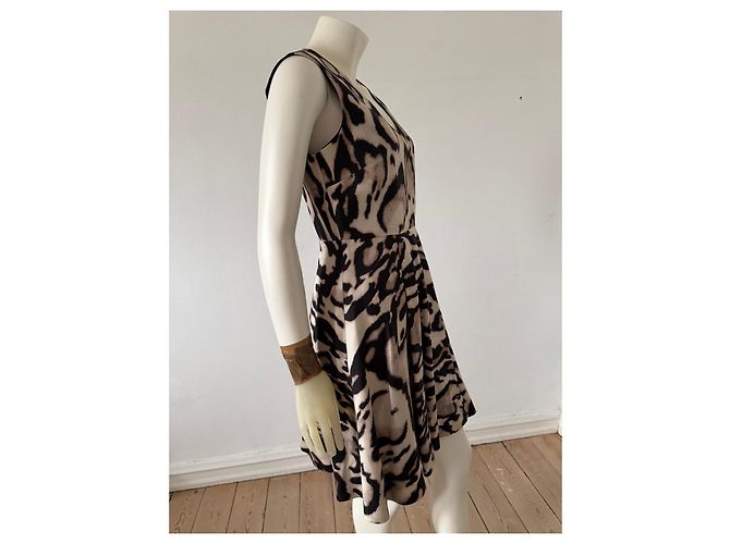 Vestido V-neck de estampado de leopardo de Diane von Furstenberg Castaño Negro - vista 4