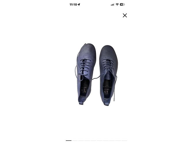 Scarpe stringate in pelle blu Yohji Yamamoto - vista 2