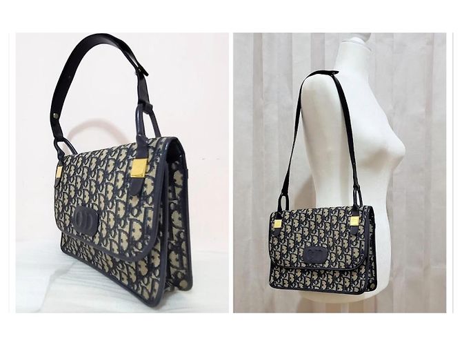 Christian Dior Borsa Oblique Trotter Blu Navy - vista 5