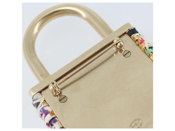 Spilla Mark COCO CHANEL Tweed Multicolore CC Auth ARZ267M - vista 4