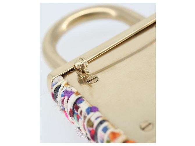 Spilla Mark COCO CHANEL Tweed Multicolore CC Auth ARZ267M - vista 5