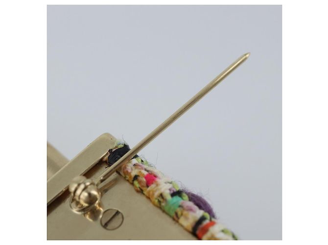 Spilla Mark COCO CHANEL Tweed Multicolore CC Auth ARZ267M - vista 7