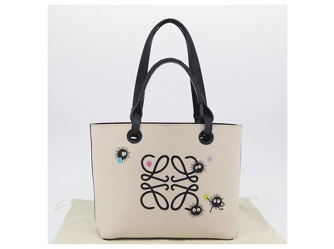 LOEWE - Bolsa Susuwatari de Studio Ghibli El Viaje de Chihiro en lona crema Auth 167021SM Crudo - vista 12
