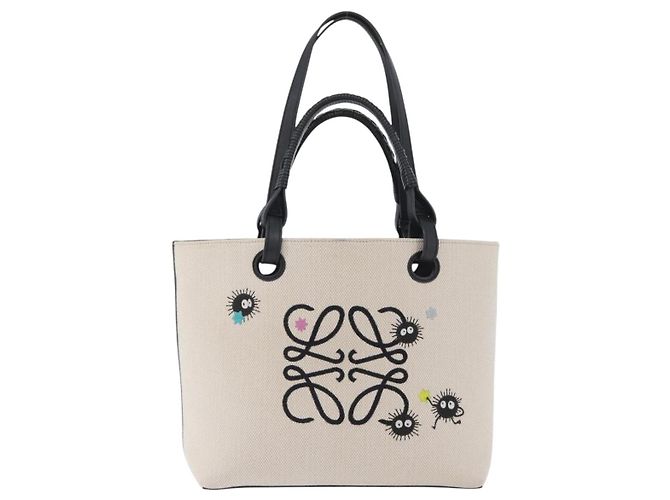 LOEWE - Bolsa Susuwatari de Studio Ghibli El Viaje de Chihiro en lona crema Auth 167021SM Crudo - vista 13