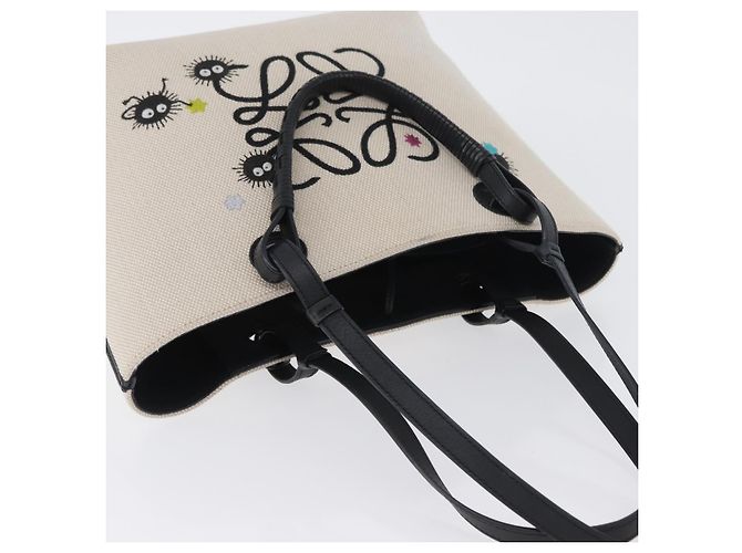LOEWE - Bolsa Susuwatari de Studio Ghibli El Viaje de Chihiro en lona crema Auth 167021SM Crudo - vista 8