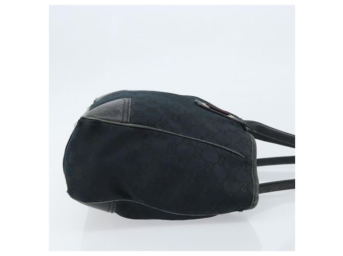 Bolsa tote Gucci GG Canvas Web Sherry Line Preto Dourado 163805 Auth 172780 - vista 3