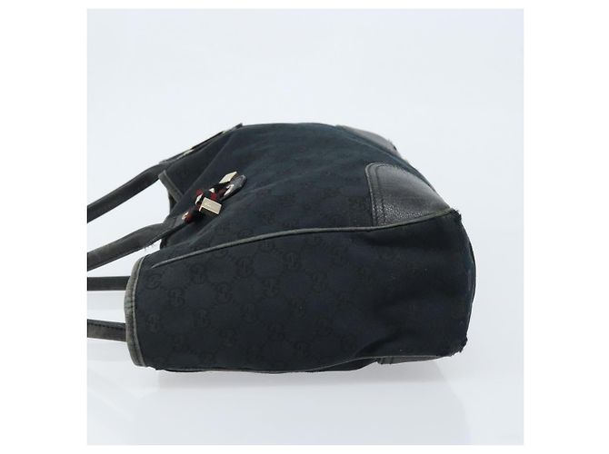 Bolsa tote Gucci GG Canvas Web Sherry Line Preto Dourado 163805 Auth 172780 - vista 4