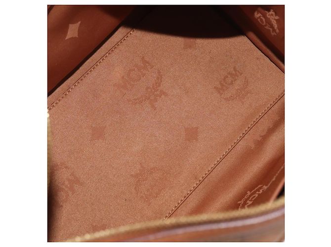 MCM Vicetos Mini Logogram Boston Bag in pelle PVC marrone e oro Auth ki6516 D'oro - vista 11