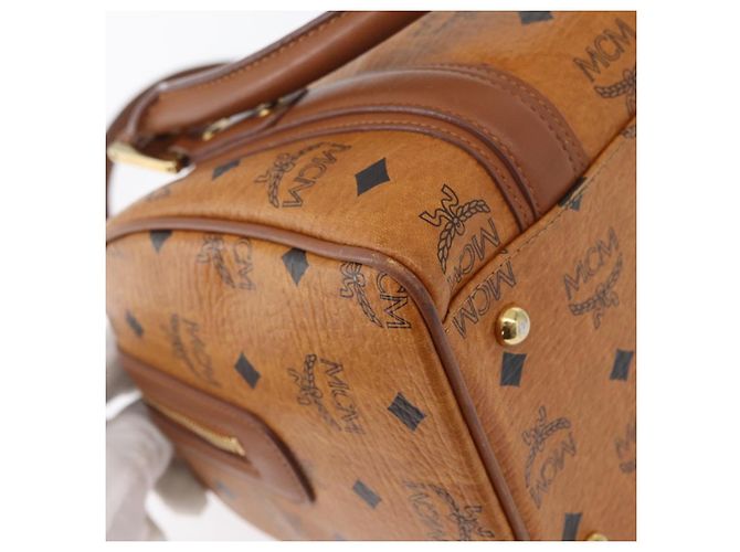 MCM Vicetos Mini Logogram Boston Bag in pelle PVC marrone e oro Auth ki6516 D'oro - vista 15