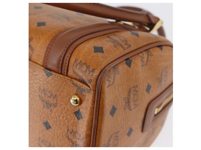 MCM Vicetos Mini Logogram Boston Bag in pelle PVC marrone e oro Auth ki6516 D'oro - vista 16