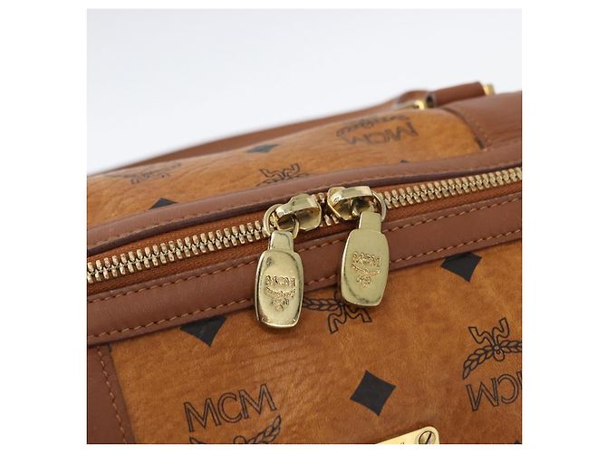MCM Vicetos Mini Logogram Boston Bag in pelle PVC marrone e oro Auth ki6516 D'oro - vista 17