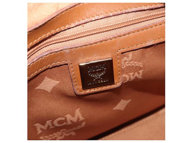 MCM Vicetos Mini Logogram Boston Bag in pelle PVC marrone e oro Auth ki6516 D'oro - vista 18