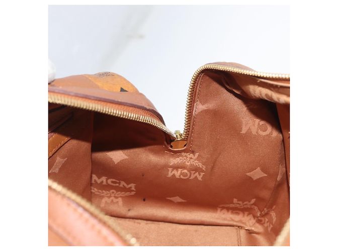 MCM Vicetos Mini Logogram Boston Bag in pelle PVC marrone e oro Auth ki6516 D'oro - vista 19