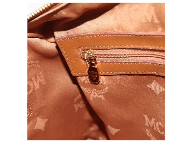 MCM Vicetos Mini Logogram Boston Bag in pelle PVC marrone e oro Auth ki6516 D'oro - vista 21