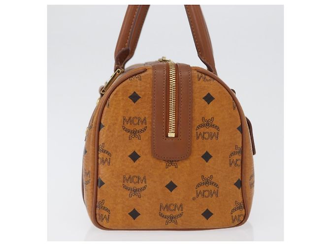 MCM Vicetos Mini Logogram Boston Bag in pelle PVC marrone e oro Auth ki6516 D'oro - vista 4