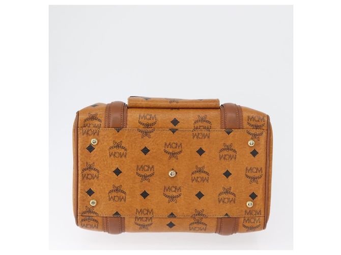 MCM Vicetos Mini Logogram Boston Bag in pelle PVC marrone e oro Auth ki6516 D'oro - vista 5