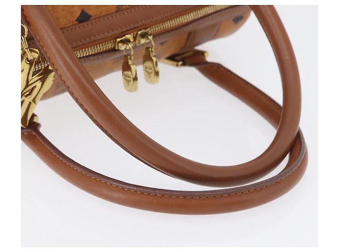 MCM Vicetos Mini Logogram Boston Bag in pelle PVC marrone e oro Auth ki6516 D'oro - vista 7
