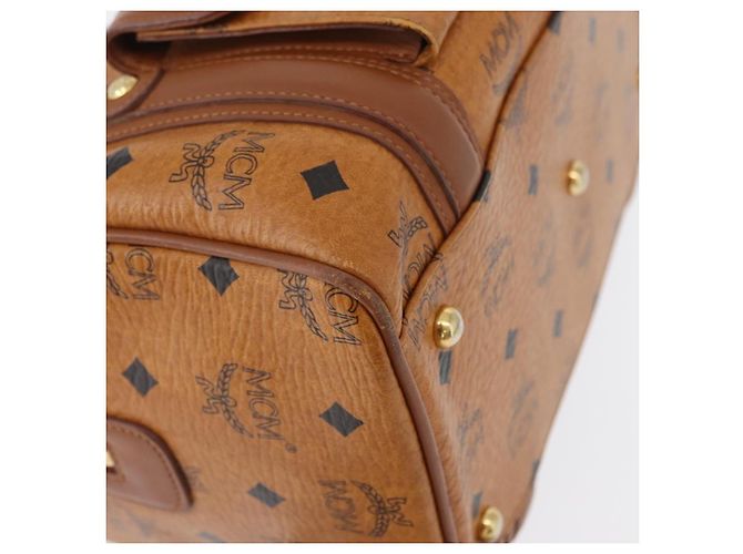 MCM Vicetos Mini Logogram Boston Bag in pelle PVC marrone e oro Auth ki6516 D'oro - vista 9