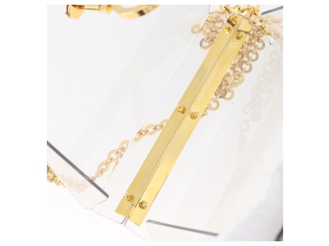 Borsa Gancini Chain di Salvatore Ferragamo in plastica 2way Trasparente Oro Auth LNZ028 D'oro - vista 10
