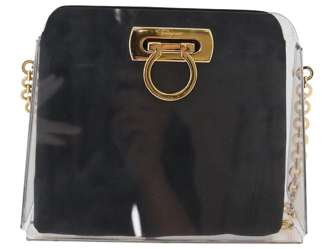 Borsa Gancini Chain di Salvatore Ferragamo in plastica 2way Trasparente Oro Auth LNZ028 D'oro - vista 13