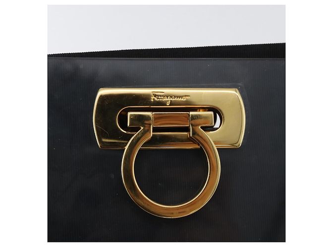 Borsa Gancini Chain di Salvatore Ferragamo in plastica 2way Trasparente Oro Auth LNZ028 D'oro - vista 17