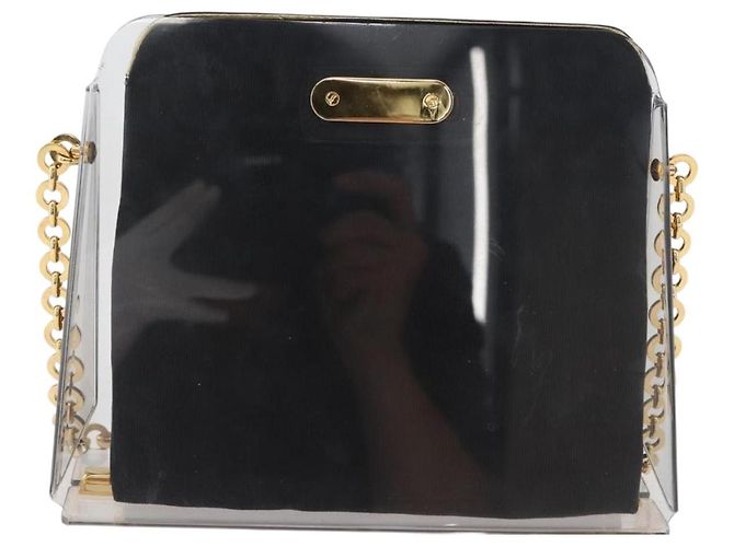 Borsa Gancini Chain di Salvatore Ferragamo in plastica 2way Trasparente Oro Auth LNZ028 D'oro - vista 2