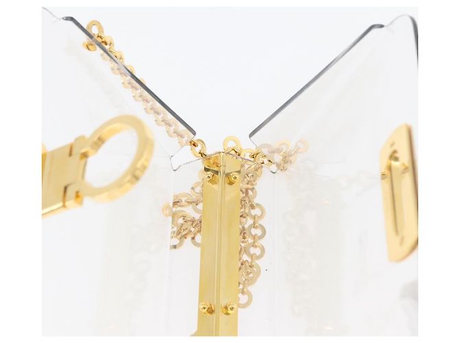 Borsa Gancini Chain di Salvatore Ferragamo in plastica 2way Trasparente Oro Auth LNZ028 D'oro - vista 20