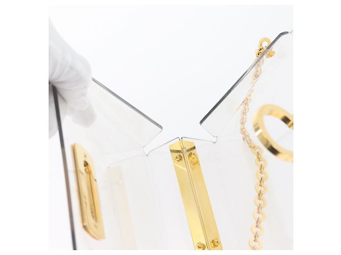 Borsa Gancini Chain di Salvatore Ferragamo in plastica 2way Trasparente Oro Auth LNZ028 D'oro - vista 21