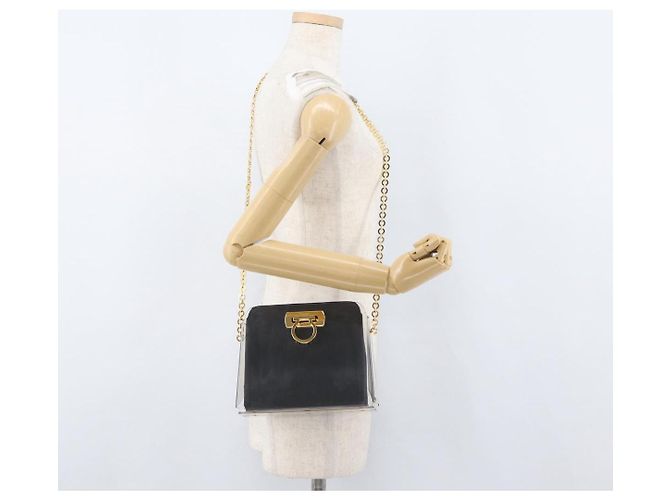 Borsa Gancini Chain di Salvatore Ferragamo in plastica 2way Trasparente Oro Auth LNZ028 D'oro - vista 25