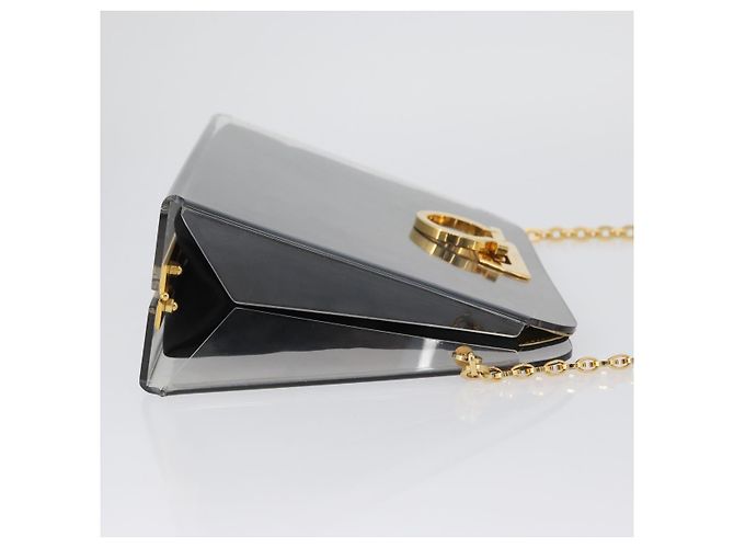 Borsa Gancini Chain di Salvatore Ferragamo in plastica 2way Trasparente Oro Auth LNZ028 D'oro - vista 3