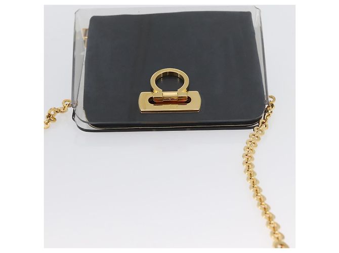 Borsa Gancini Chain di Salvatore Ferragamo in plastica 2way Trasparente Oro Auth LNZ028 D'oro - vista 6