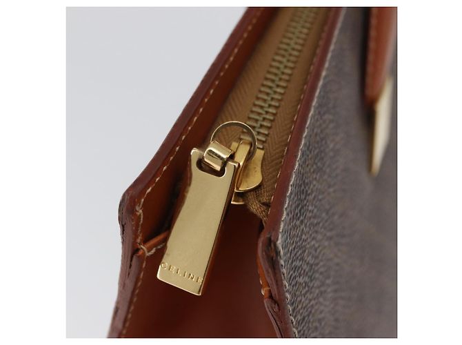 Céline Borsa a mano in tela Macadam CELINE in pelle PVC marrone e oro Auth mr2058 D'oro - vista 10