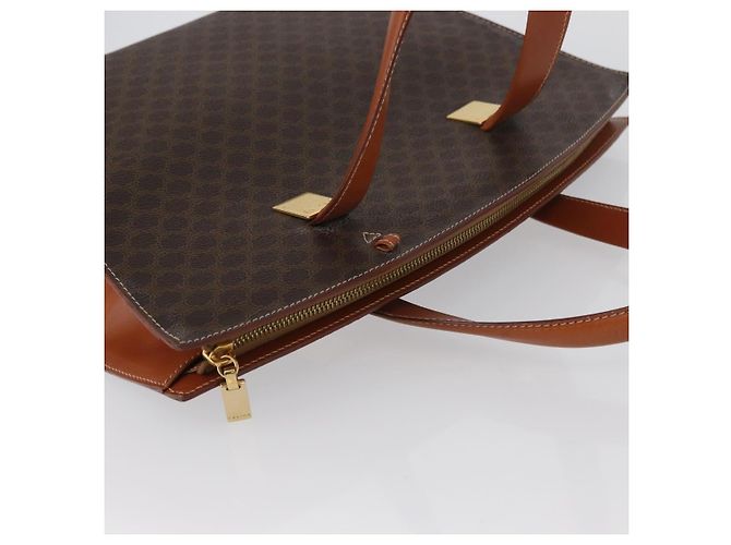 Céline Borsa a mano in tela Macadam CELINE in pelle PVC marrone e oro Auth mr2058 D'oro - vista 6
