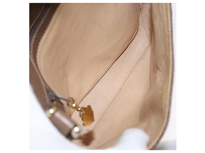 Gucci Bolso de Hombro de Cuero Marrón Dorado Auth 172696 - vista 10