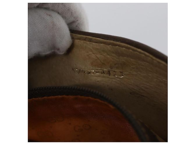 Gucci Bolso de Hombro de Cuero Marrón Dorado Auth 172696 - vista 12