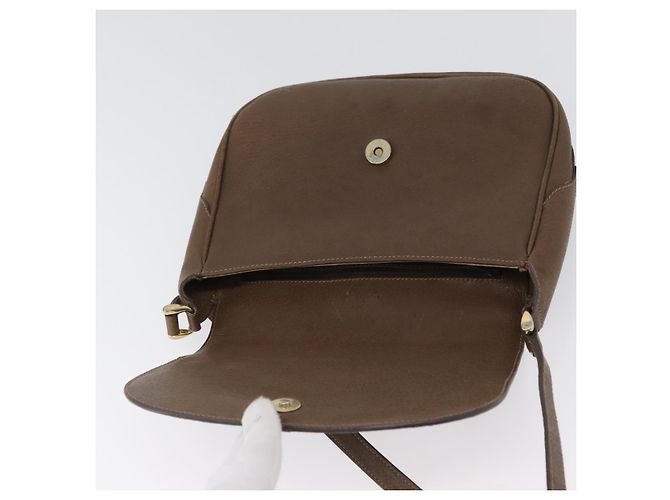 Gucci Bolso de Hombro de Cuero Marrón Dorado Auth 172696 - vista 18