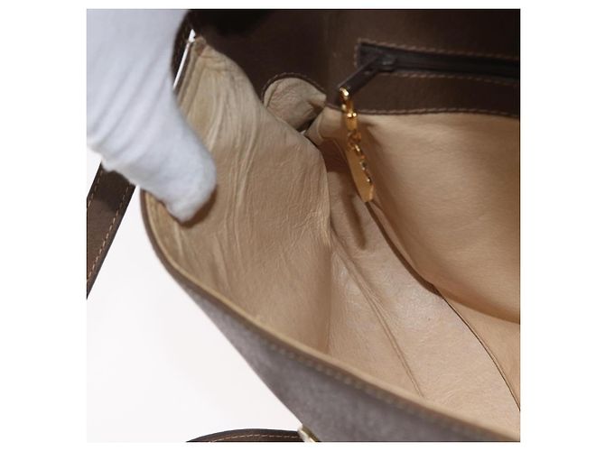 Gucci Bolso de Hombro de Cuero Marrón Dorado Auth 172696 - vista 21