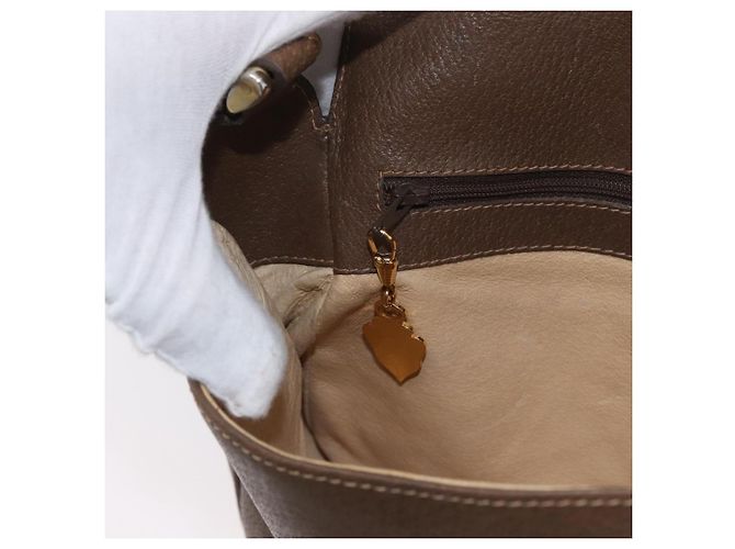 Gucci Bolso de Hombro de Cuero Marrón Dorado Auth 172696 - vista 22