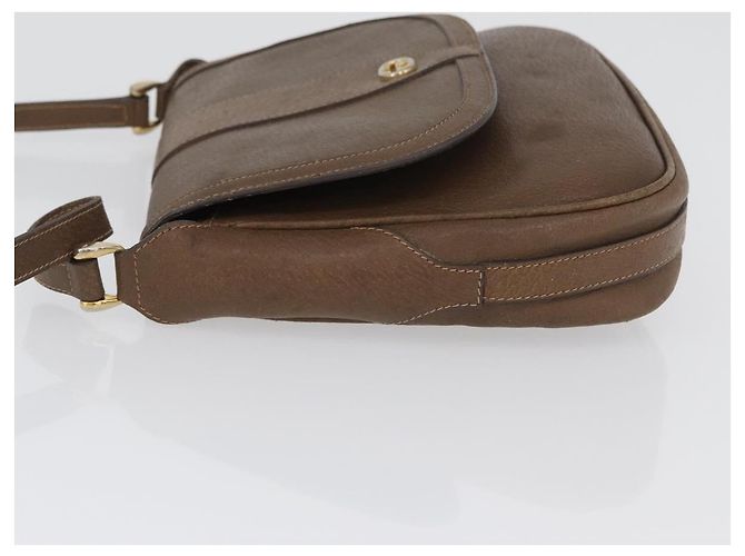 Gucci Bolso de Hombro de Cuero Marrón Dorado Auth 172696 - vista 4