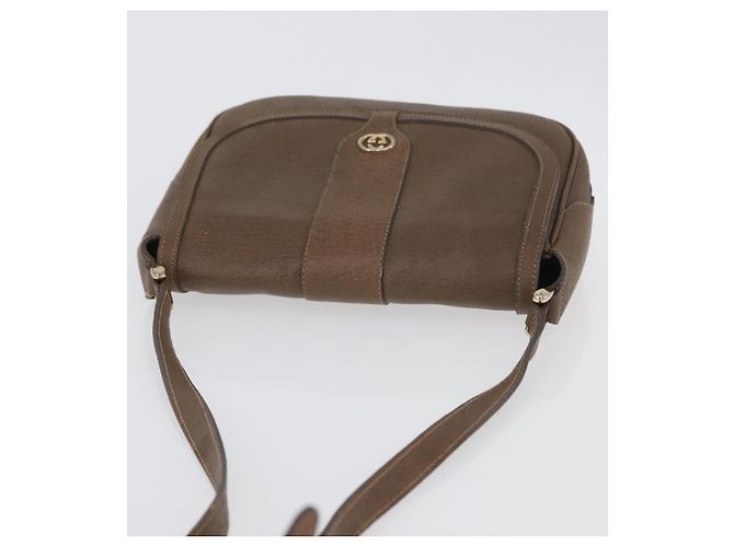 Gucci Bolso de Hombro de Cuero Marrón Dorado Auth 172696 - vista 6