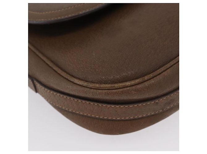 Gucci Bolso de Hombro de Cuero Marrón Dorado Auth 172696 - vista 9