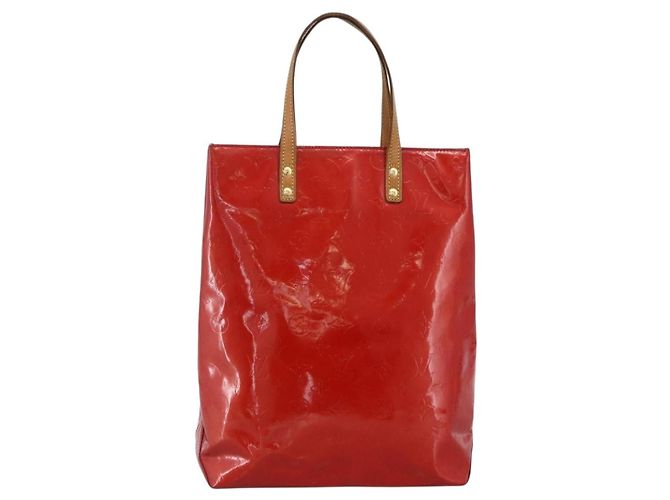 LOUIS VUITTON Monogram Vernis Reade MM Borsa a Mano Rossa M91086 LV Auth 173446 Rosso - vista 13