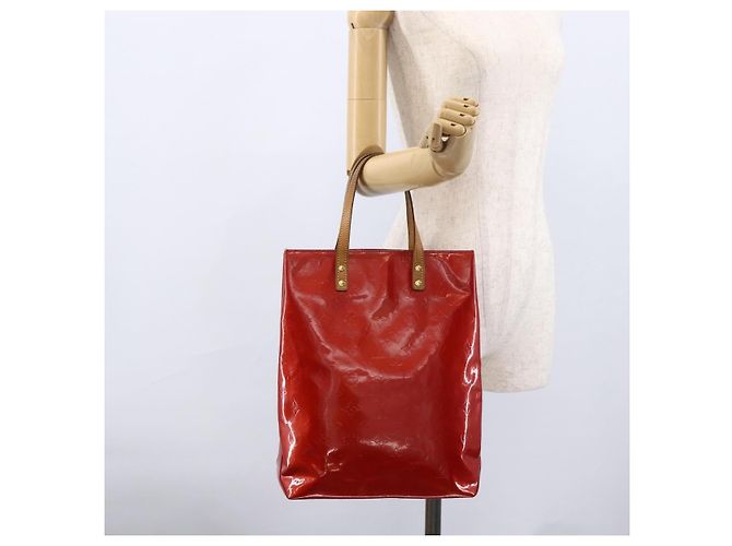 LOUIS VUITTON Monogram Vernis Reade MM Borsa a Mano Rossa M91086 LV Auth 173446 Rosso - vista 21