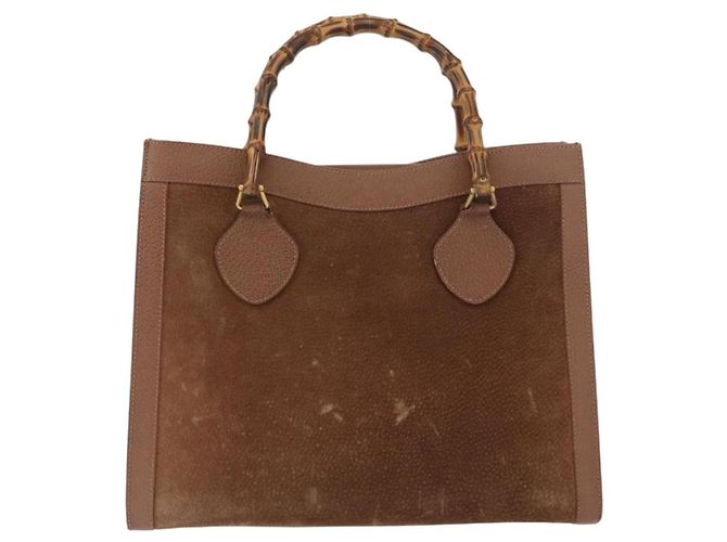Borsa a Mano GUCCI Bamboo Camoscio Marrone Oro 002 1095 0260 Auth ep13552 D'oro - vista 13